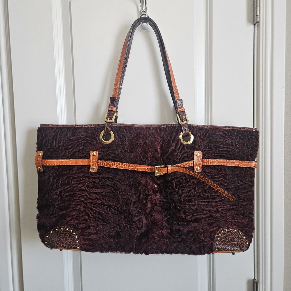 ETRO Velvet Embossed Leather Tote Bag‎ Purse